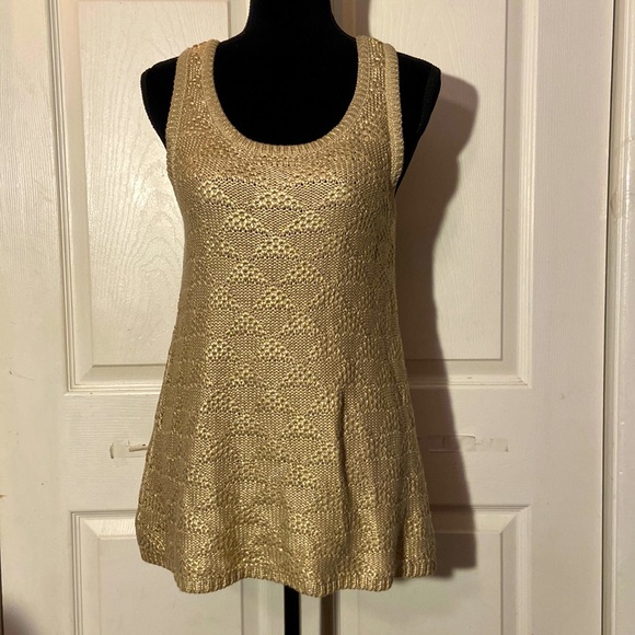 Moth Anthropologie Grey Metallic Knit Top Tank sz M - Picture 1 of 7